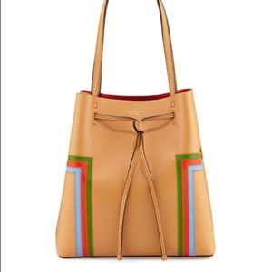 Tory Burch T Stripe Drawstring Bag
